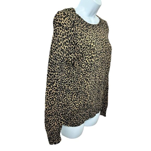 Loft Ann Taylor Animal Print Leopard Sweater Size Small 100% Cotton Pullover Top - Picture 4 of 7
